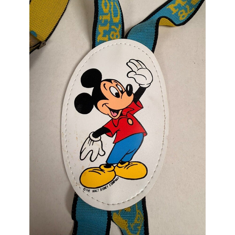 Vintage Disney Mickey Mouse Suspenders Clip On Blue Yellow Mickey & Crew 80s 90s